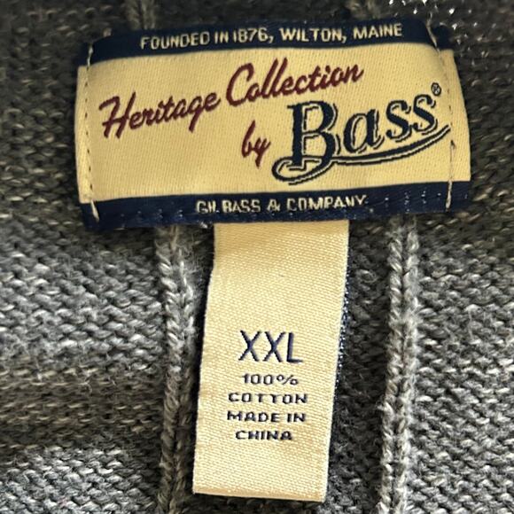 Bass Heritage collection Henley ribbed sweater mock neck prep classic cotton XXL - Picture 9 of 9